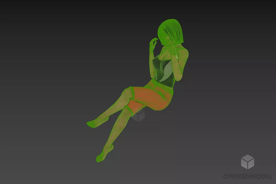Young Girl Character Laydown On Floor 3d model 2