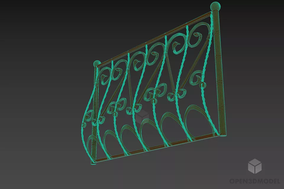 Decorative Metal Fence Brass Material 3d model 2