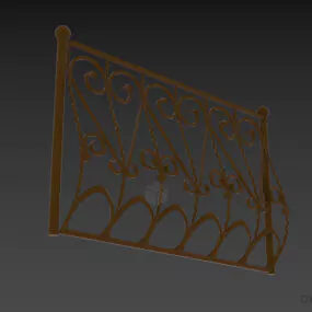 Decorative Metal Fence Brass Material 3d model
