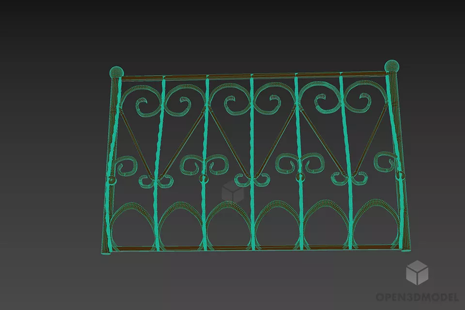 Decorative Metal Fence Brass Material 3d model 3
