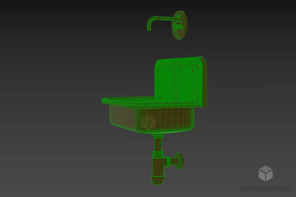 Bathroom Retro Sink Bracht 3d model 2