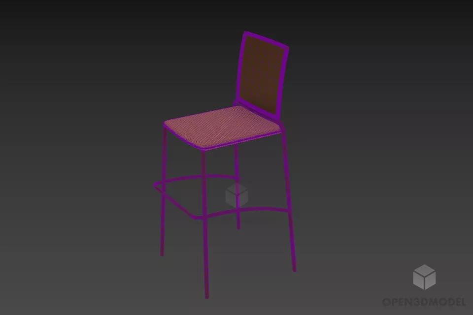 High Bar Chair Simple Style 3d model 2