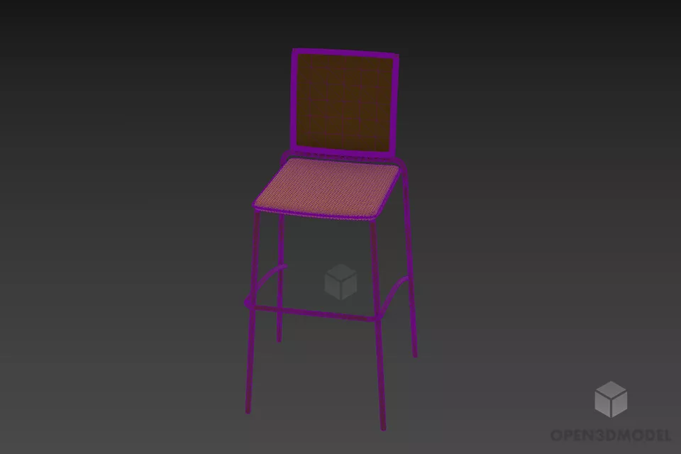 High Bar Chair Simple Style 3d model 3