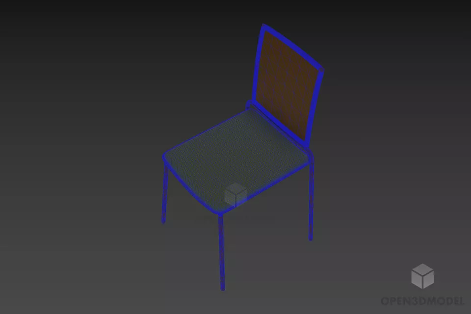 Simple Coffee Chair With Thin Seat 3d model 2
