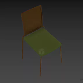 Simple Coffee Chair With Thin Seat 3d model