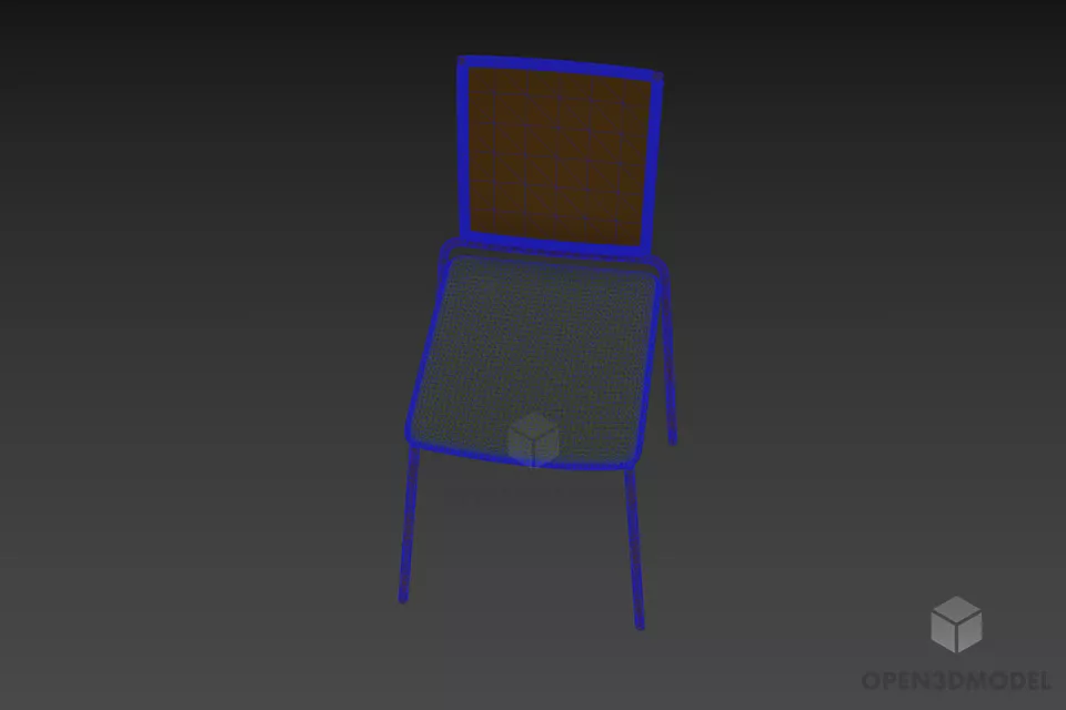 Simple Coffee Chair With Thin Seat 3d model 3