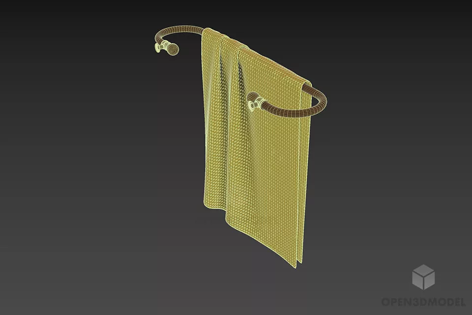 Bathroom Accessories Inox Hanger With Towels 3d model 2