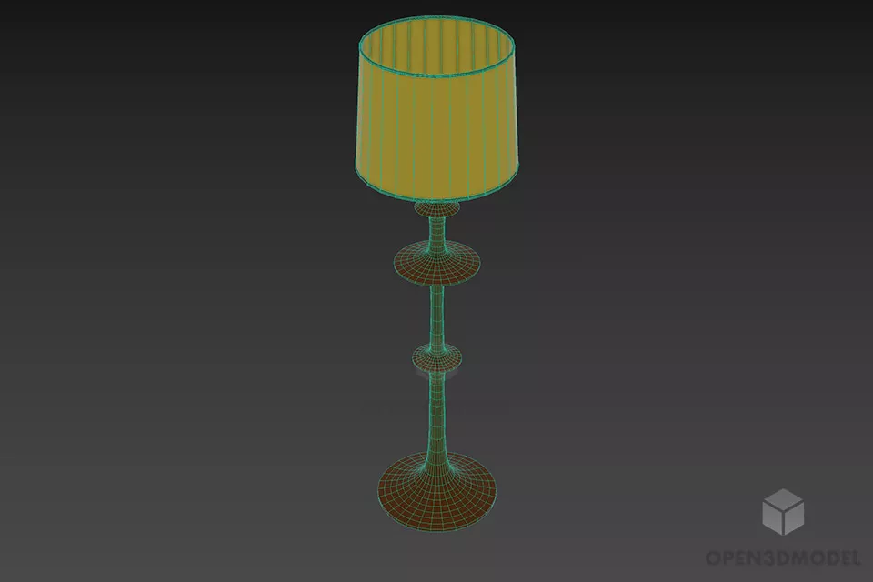 Hotel Torchere Lamp With Inox Holder 3d model 2