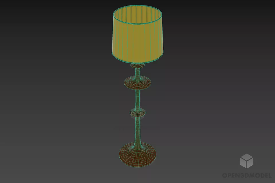 Hotel Torchere Lamp With Inox Holder 3d model 3