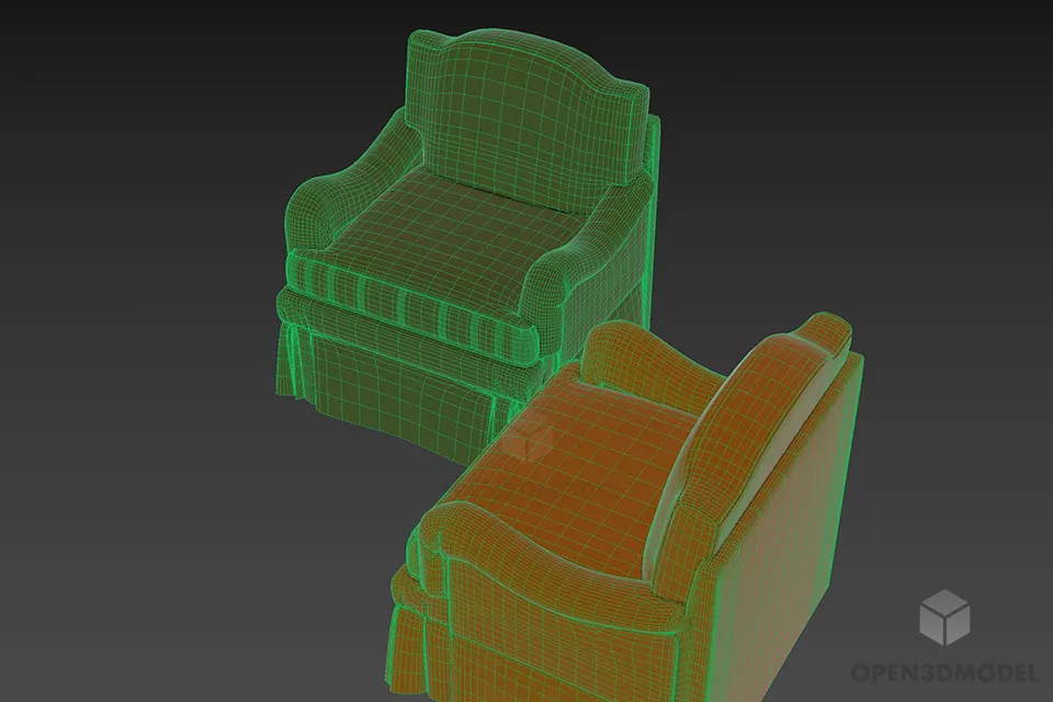 Retro Armchair Hicko Thick Upholstery 3d model 2