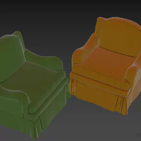 Retro Armchair Hicko Thick Upholstery 3d model