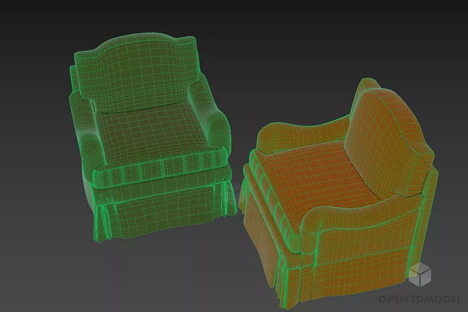 Retro Armchair Hicko Thick Upholstery 3d model 3