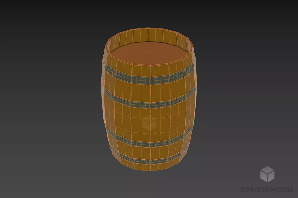 Black Wood Barrel With Rust Ring 3d model 2