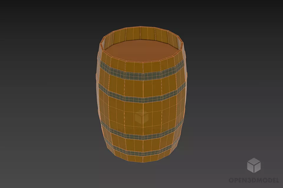 Black Wood Barrel With Rust Ring 3d model 3