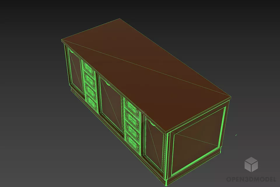 Ash Locker Wooden Side Cabinet 3d model 2