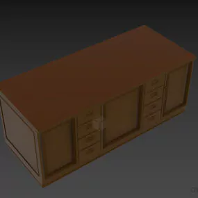 Ash Locker Wooden Side Cabinet 3d model
