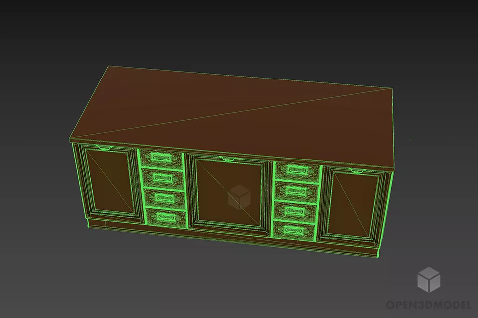 Ash Locker Wooden Side Cabinet 3d model 3