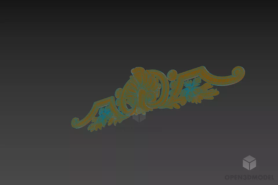 Floral Shape Carved Style 3d model 2