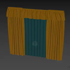 Vintage Curtain Two Layers Grey Beige Color 3d model