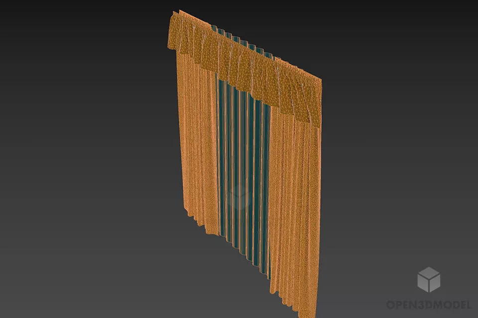 Vintage Curtain Two Layers Grey Beige Color 3d model 3