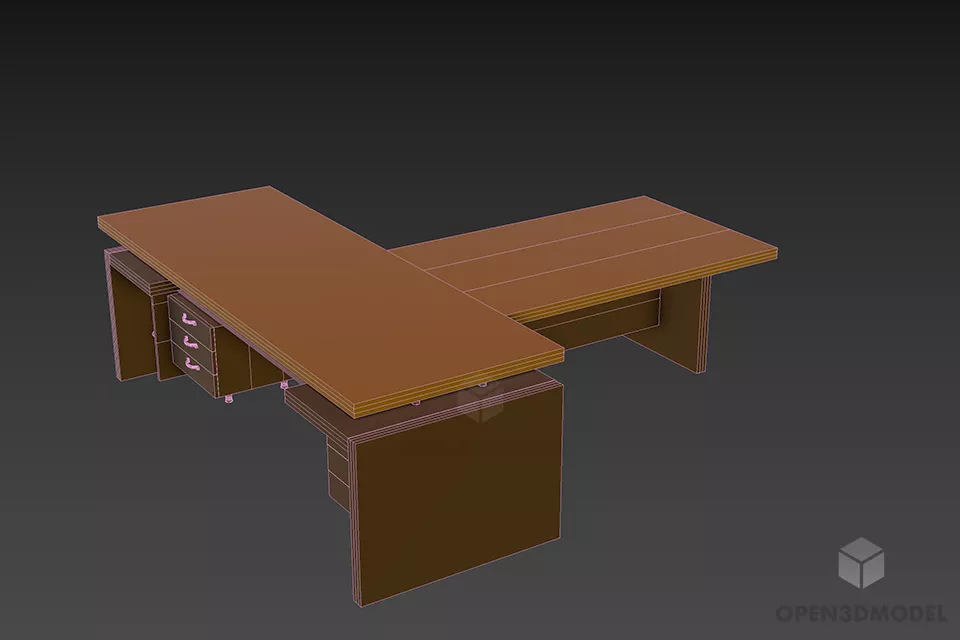 Work Table For Office T Shape 3d model 2