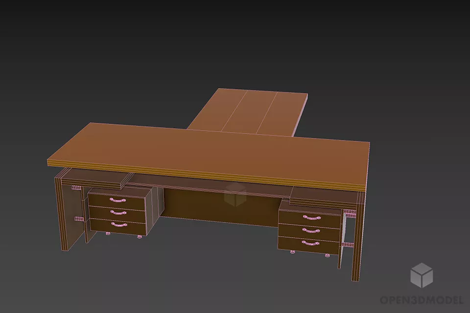 Work Table For Office T Shape 3d model 3