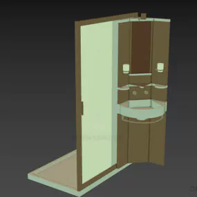Glass Shower With Sink Bathroom Accessories 3d model