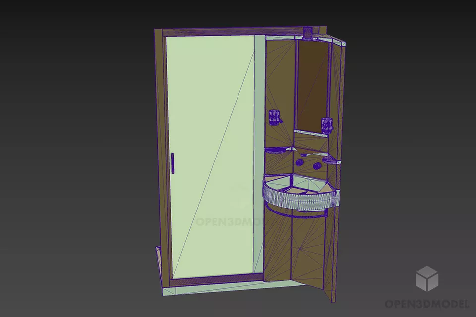 Glass Shower With Sink Bathroom Accessories 3d model 3