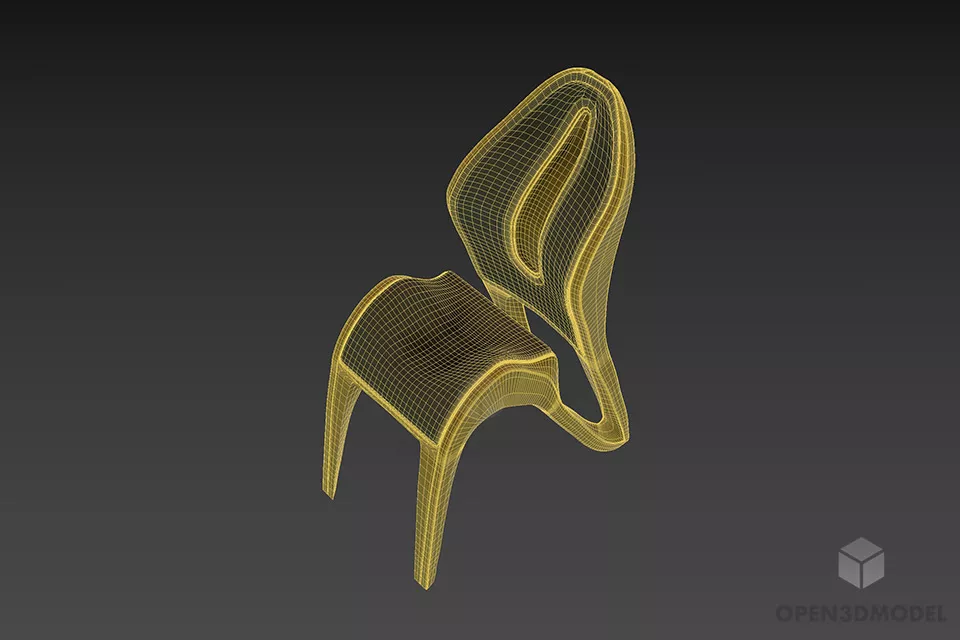 Modernism Plastic Chair Benjamin 3d model 2