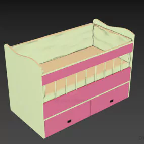 Child Room Bunked Bed 3d model