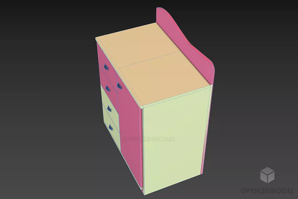 Child Room Locker Furniture 3d model 2