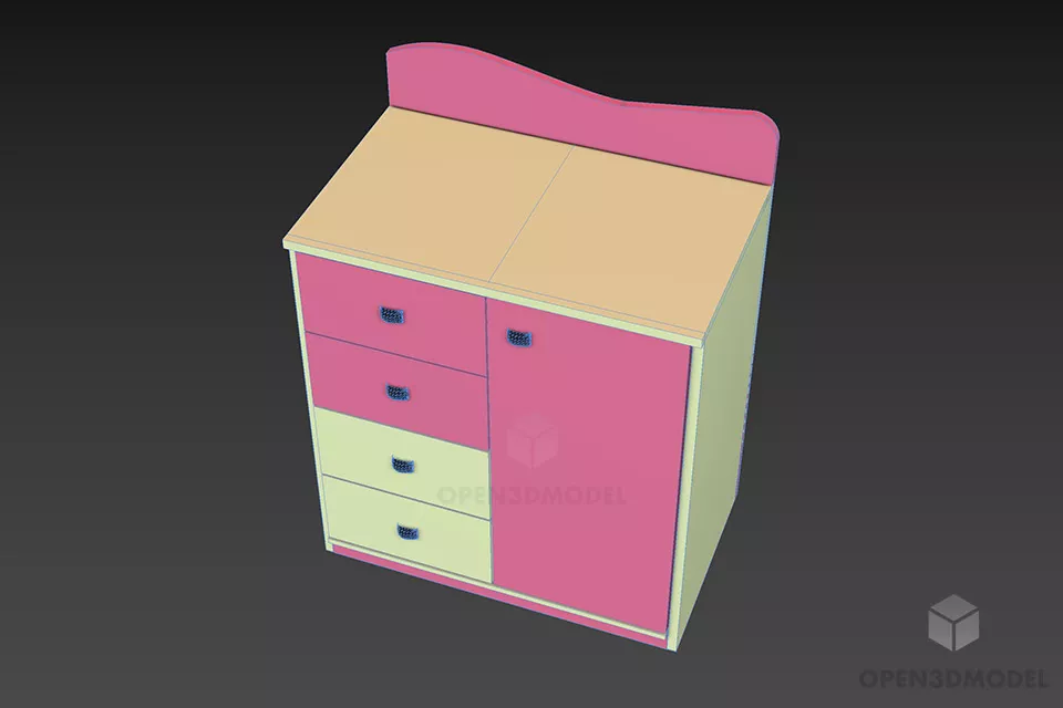 Child Room Locker Furniture 3d model 3