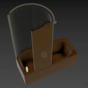 Bathroom With Bathtub And Glass Divider 3d model