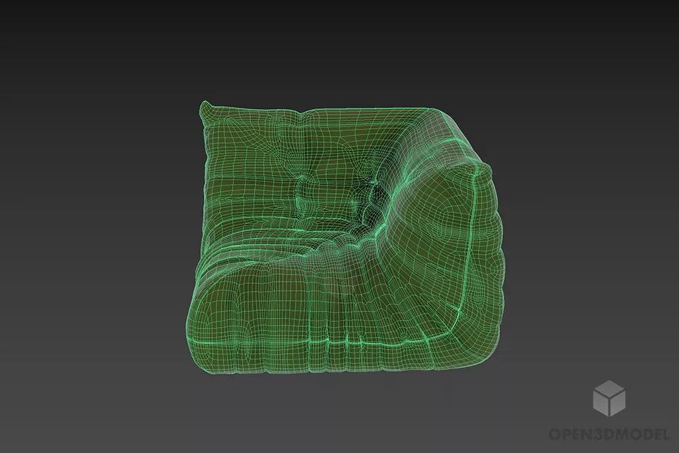 Corner Bag Armchair Leather Material 3d model 3