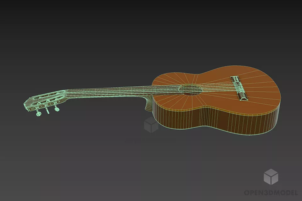 Guitar Classic Old Wood Surface 3d model 3