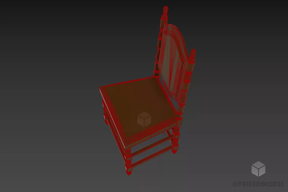 Simple Antique Chair With Carved Legs 3d model 2
