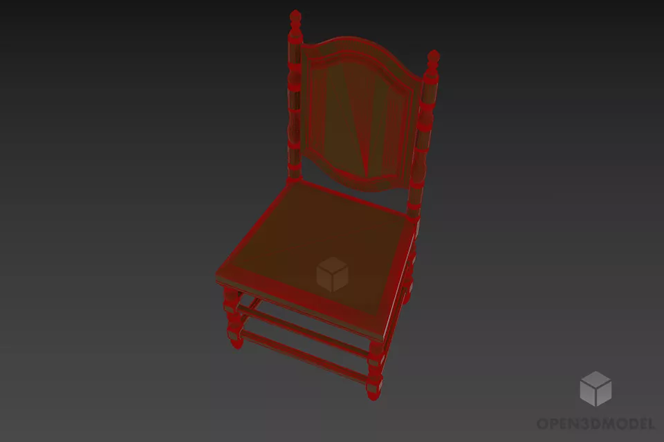 Simple Antique Chair With Carved Legs 3d model 3