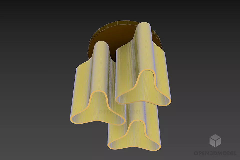 Pendant Lamp Dual Shade With Inox Frame 3d model 2