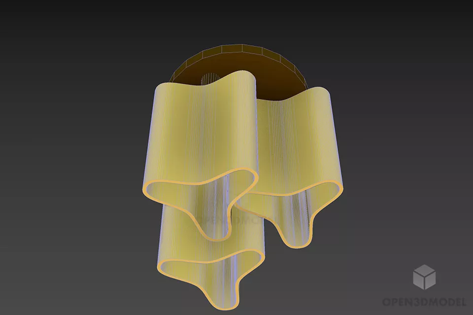 Pendant Lamp Dual Shade With Inox Frame 3d model 3