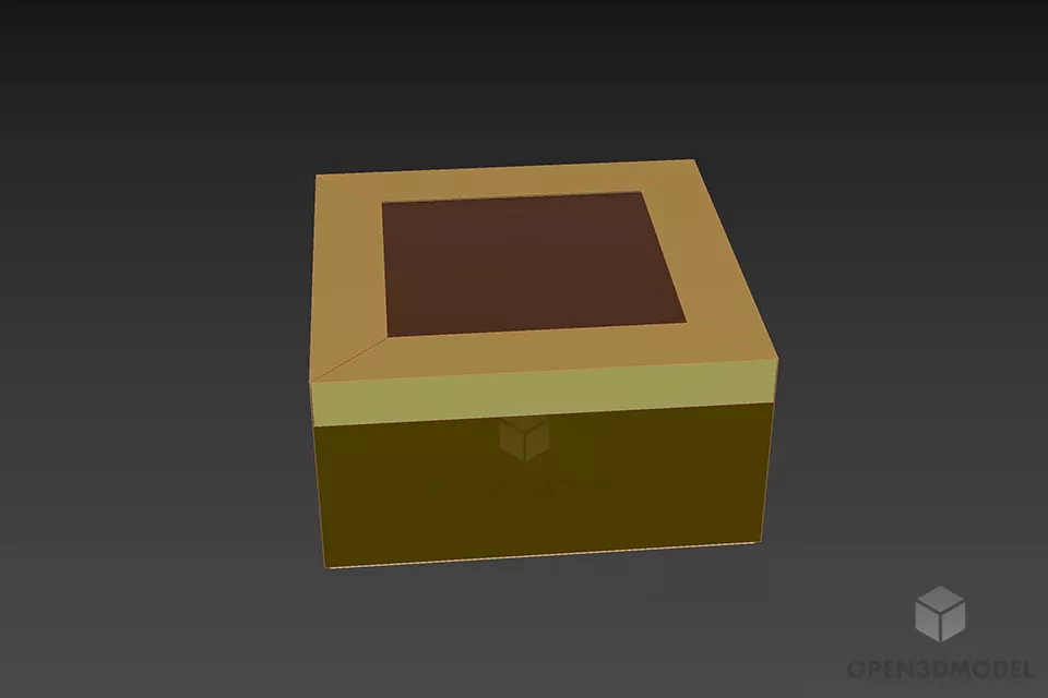 Wooden Square Table Glass Inside 3d model 3