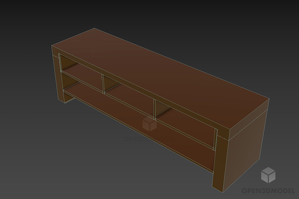 Wood Rack Smooth Edges With Drawers 3d model 2