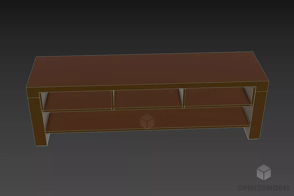 Wood Rack Smooth Edges With Drawers 3d model 3
