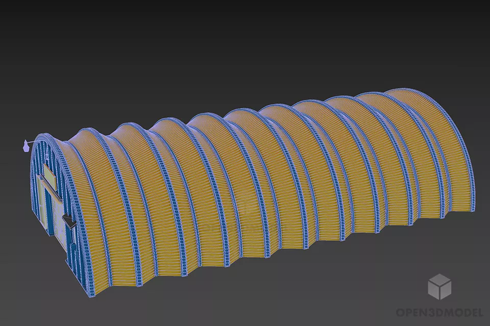 Steel Hangar Storage Building 3d model 2