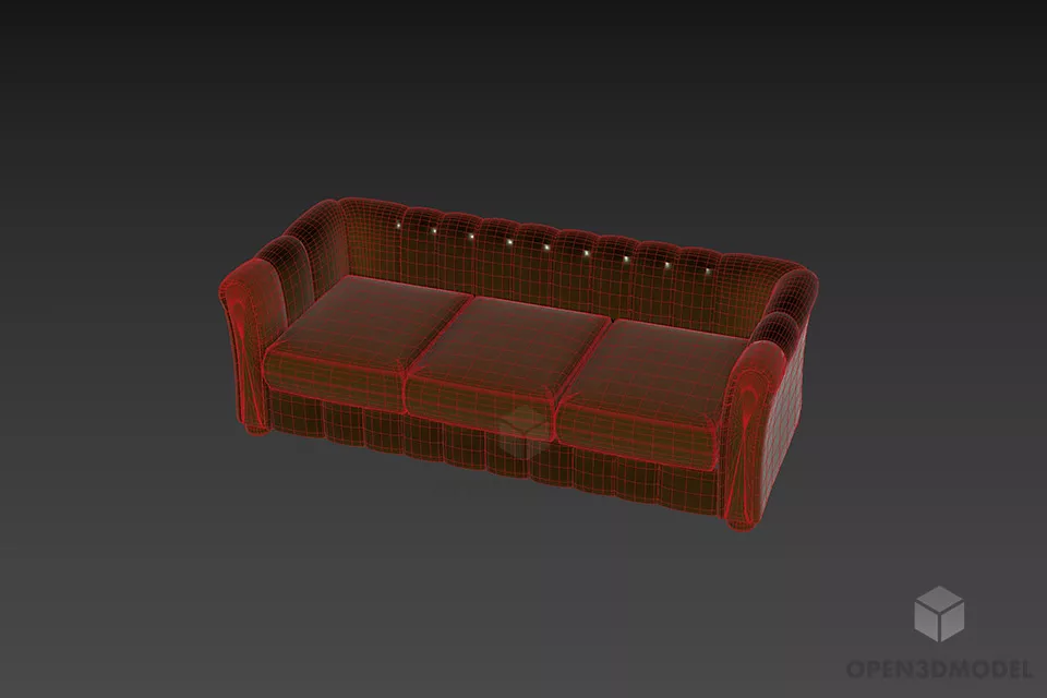 Leather Sofa Antique Style 3d model 3