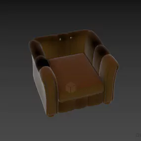 Antique Armchair Leather Brown 3d model