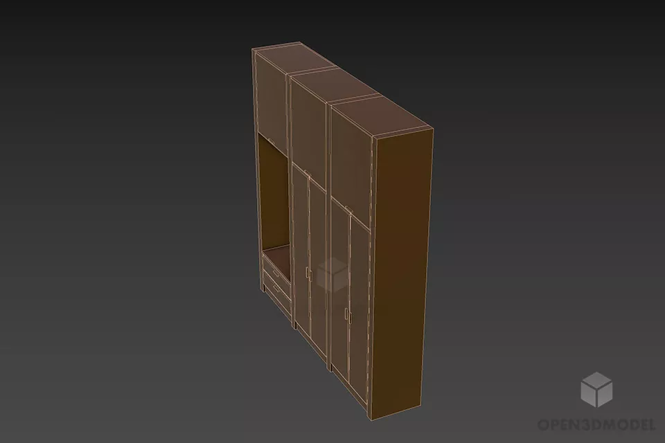 Side Wardrobe Cabinet 3d model 2