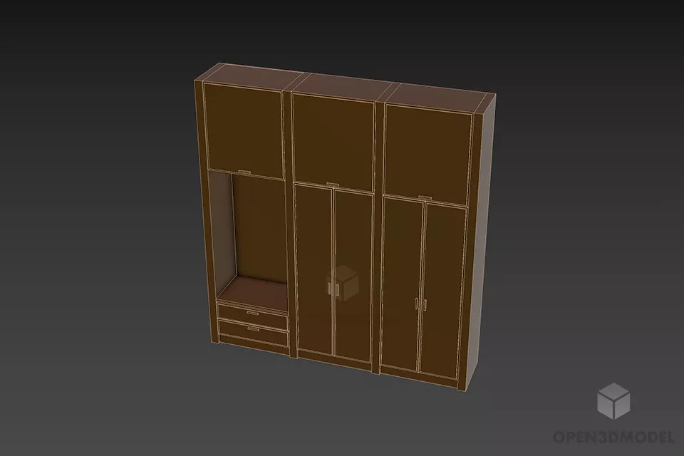 Side Wardrobe Cabinet 3d model 3