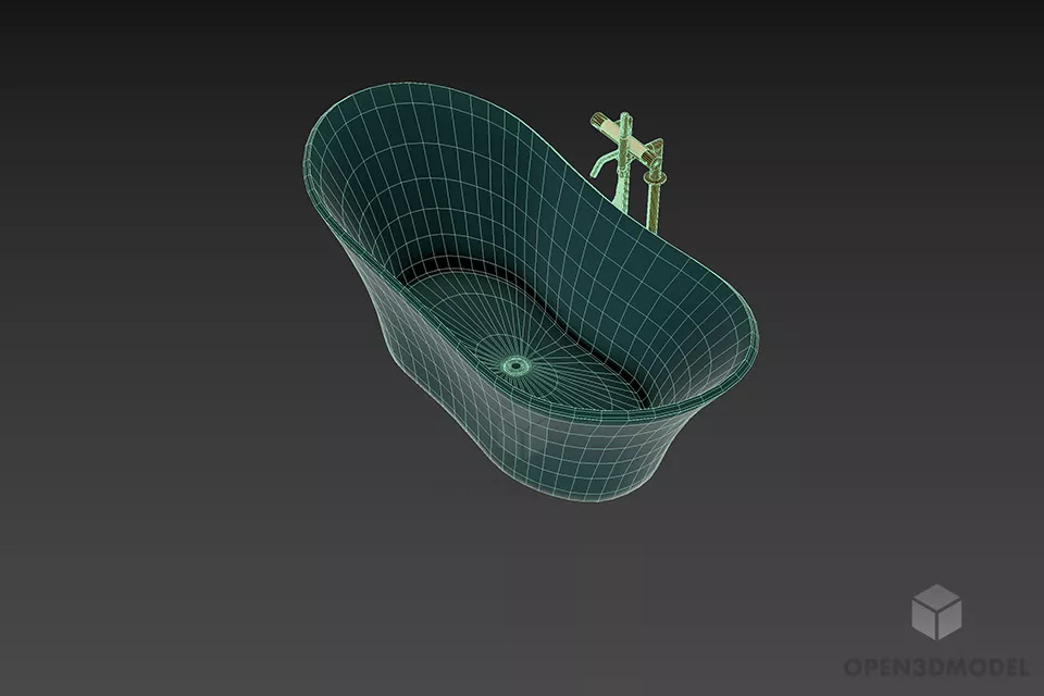 Oval Bathtub With Sink Equipment 3d model 2