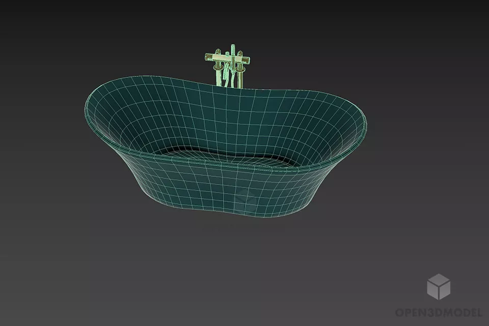 Oval Bathtub With Sink Equipment 3d model 3