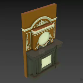 Stenen open haard Europees antiek 3D-model